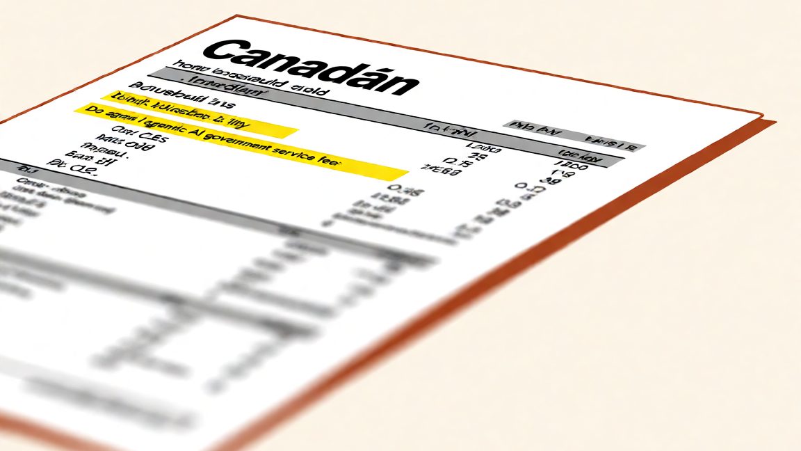 Paper Canadian household utility bill that includes a line‑item for an agentic AI government service fee